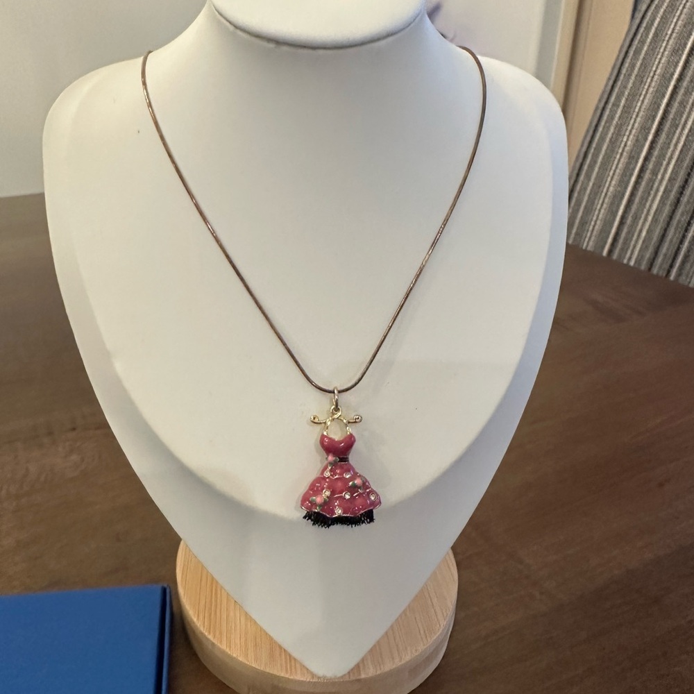 Betsey Johnson Pink Dress Pendant Necklace